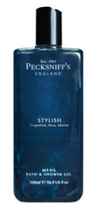 Pecksniff's Men's Bath Gel bottle pour, easy dosing and refreshing lather