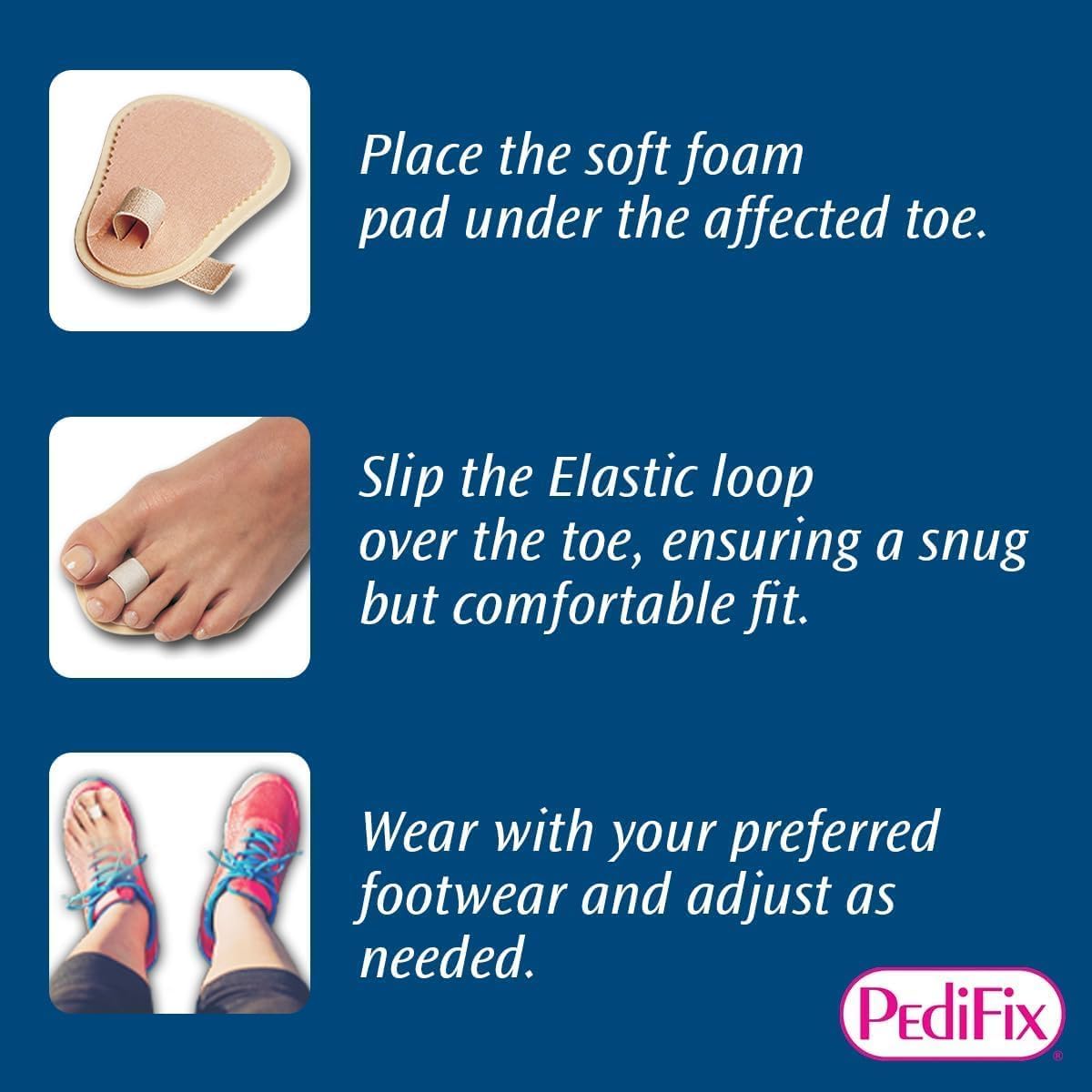 Pedifix Toe Straightener fits left or right feet for versatile use