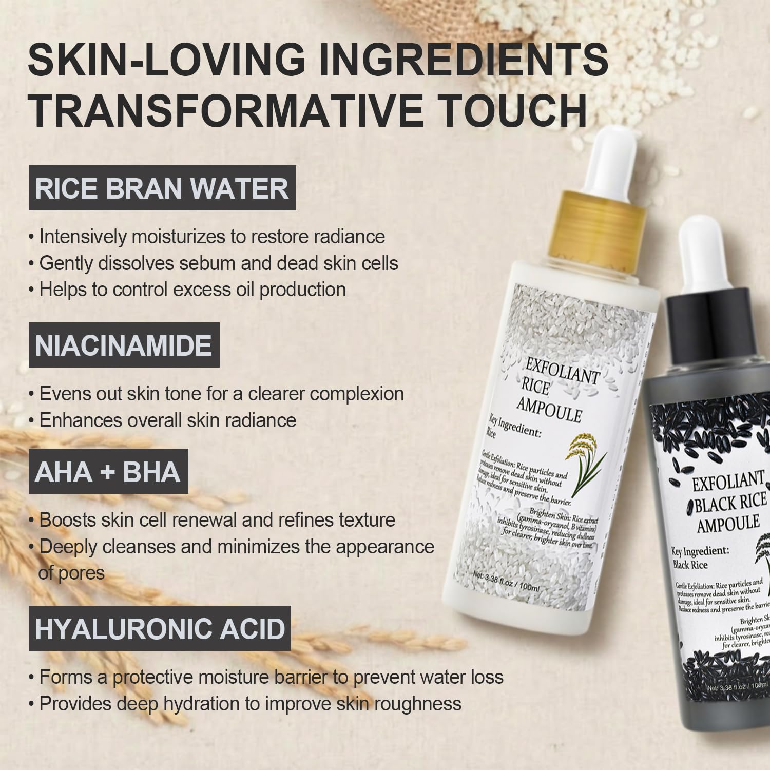 Peel Shot Glow Rice Ampoule Duo scrub bottle reveals creamy texture for gentle exfoliation.