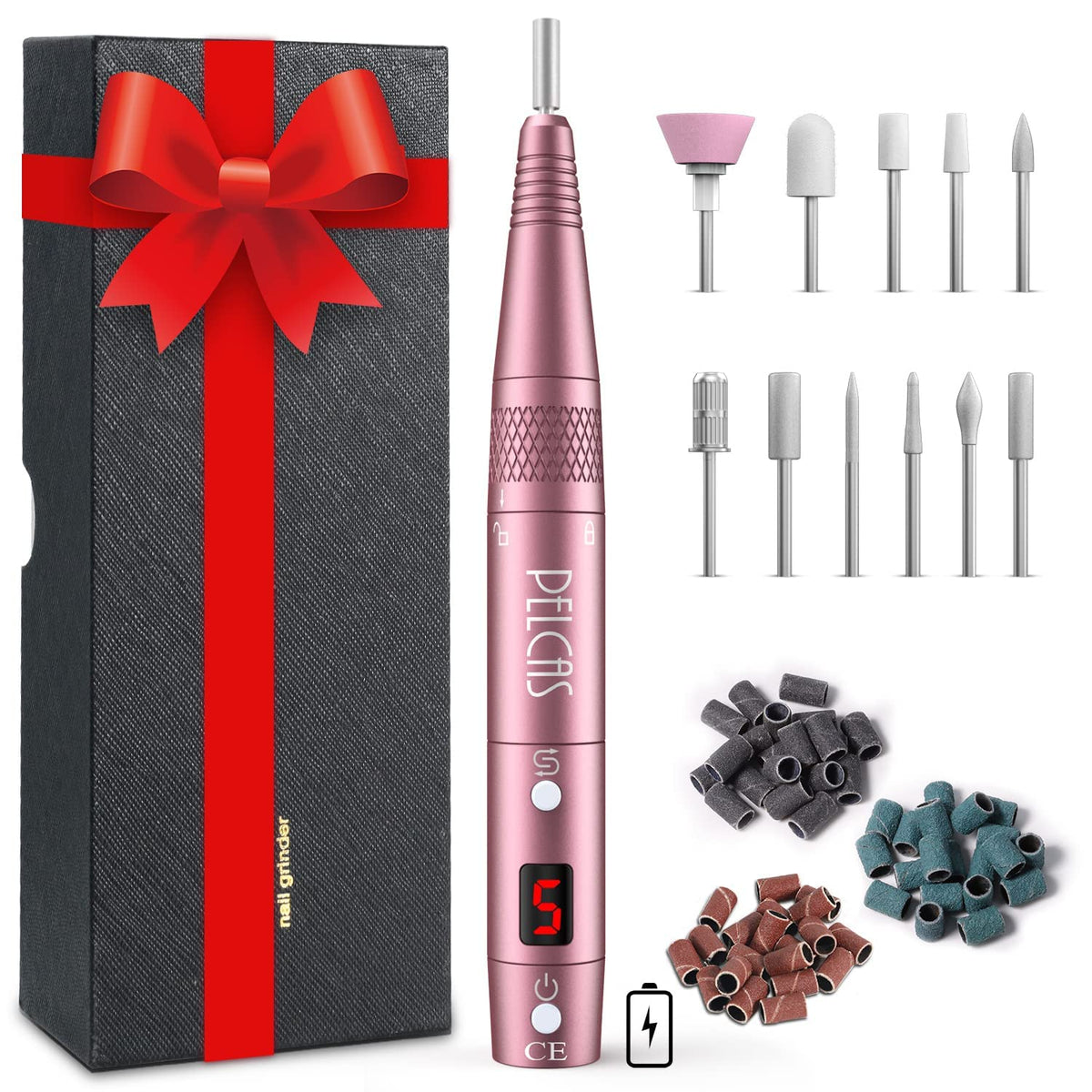 PEL-CAS cordless nail drill front view highlighting compact, portable design for easy handling.