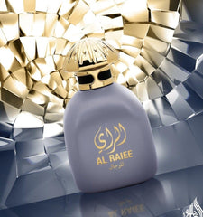 Pendora Fragrance World Al Raiee Lil Rijal EDP bottle side view for versatile wear.