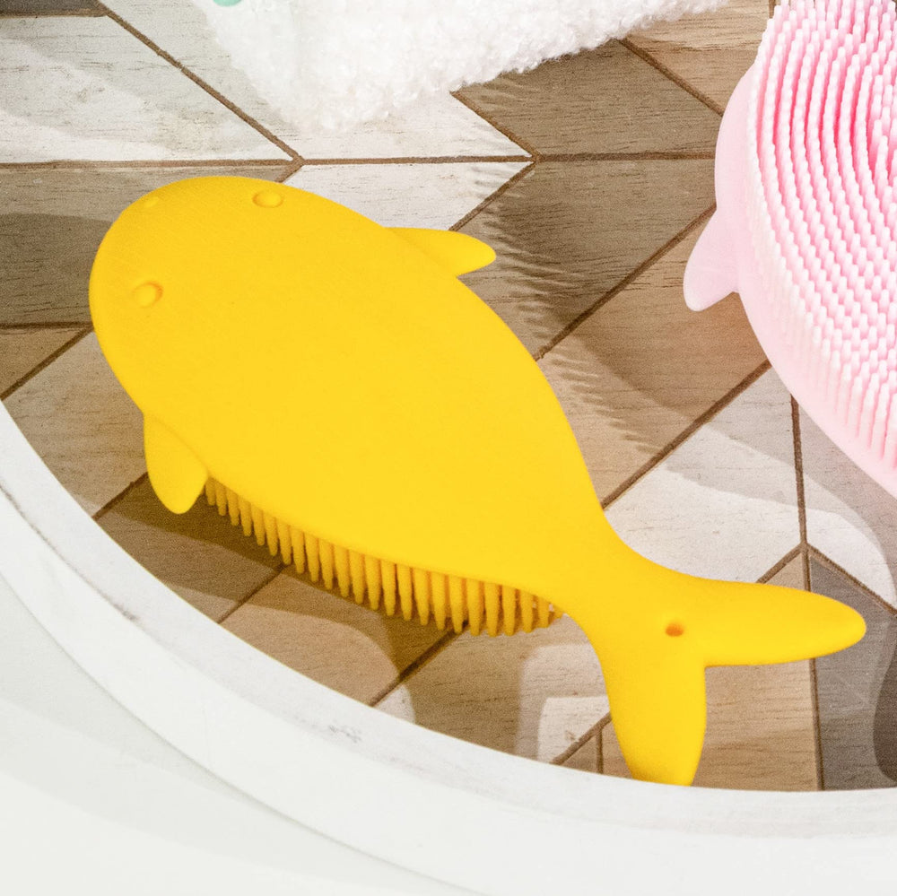 Penepico Whale-Yellow silicone loofah for shower exfoliation