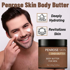 Penrose Skin Body Butter packaging close-up shows premium ingredients and elegant design.