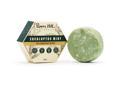 Pepper Hill Naturals shampoo bar eucalyptus mint for refreshing daily cleansing.