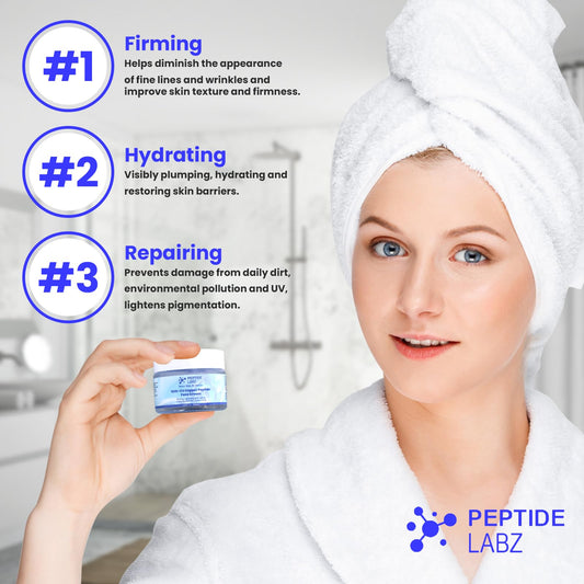 PeptideLabz copper peptide bottle close-up highlighting premium formula.