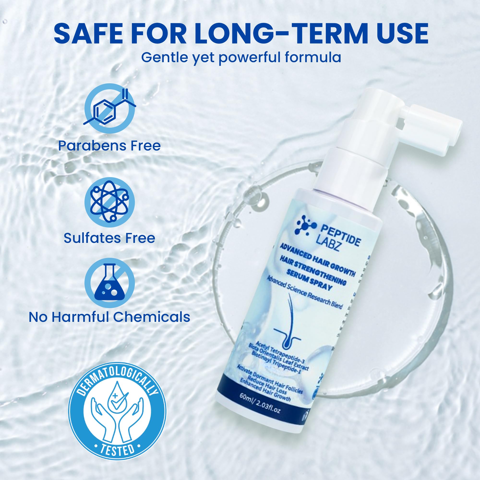 PeptideLabz daily-use spray bottle on vanity ready for routine