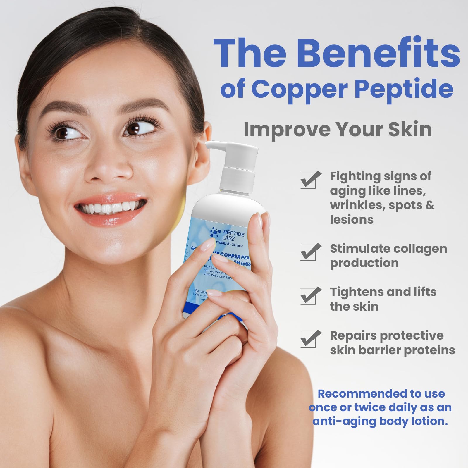 PeptideLabz Hyaluronic Acid lotion texture—deep moisture and plump look.