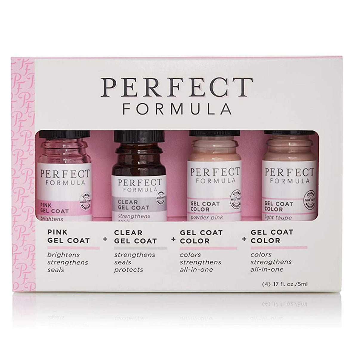 Perfect Formula Gel Coat Pink Bottle strengthens nails with a fast-dry shine.