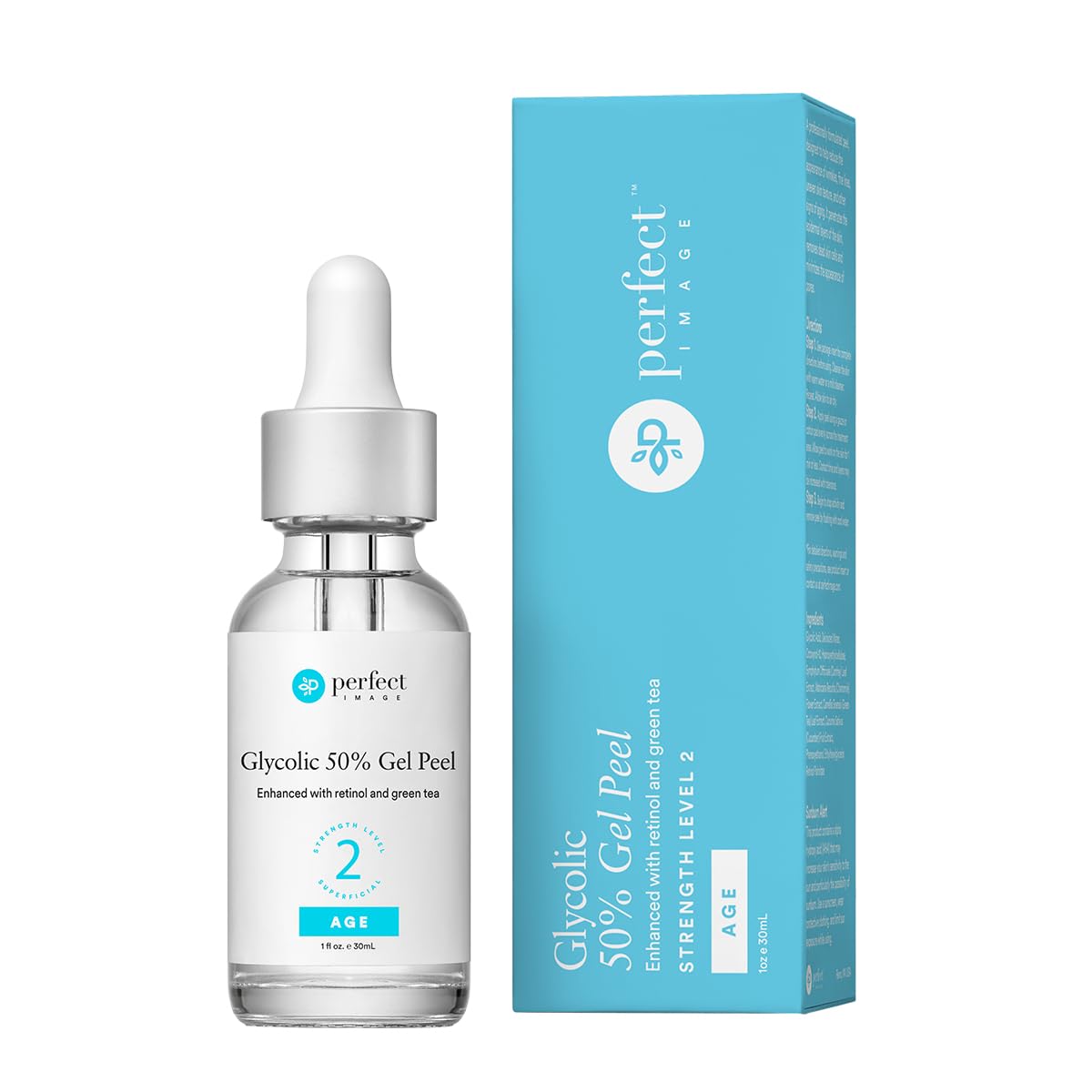 Perfect Image glycolic 50 percent gel peel bottle for professional-grade treatment.