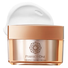 PERFECT ONE Firming Face Cream bottle closeup showing hydrating, firming benefits.