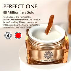 PERFECT ONE Firming Face Cream near eye area indicating all-in-one care.
