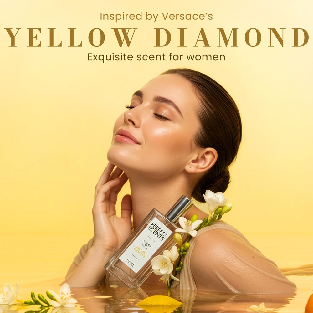 Perfect Scents fragrance notes collage showing citron, neroli, bergamot, pear