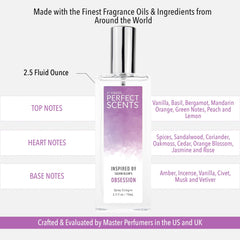 Perfect Scents Obsession label detail, refined branding and premium quality.