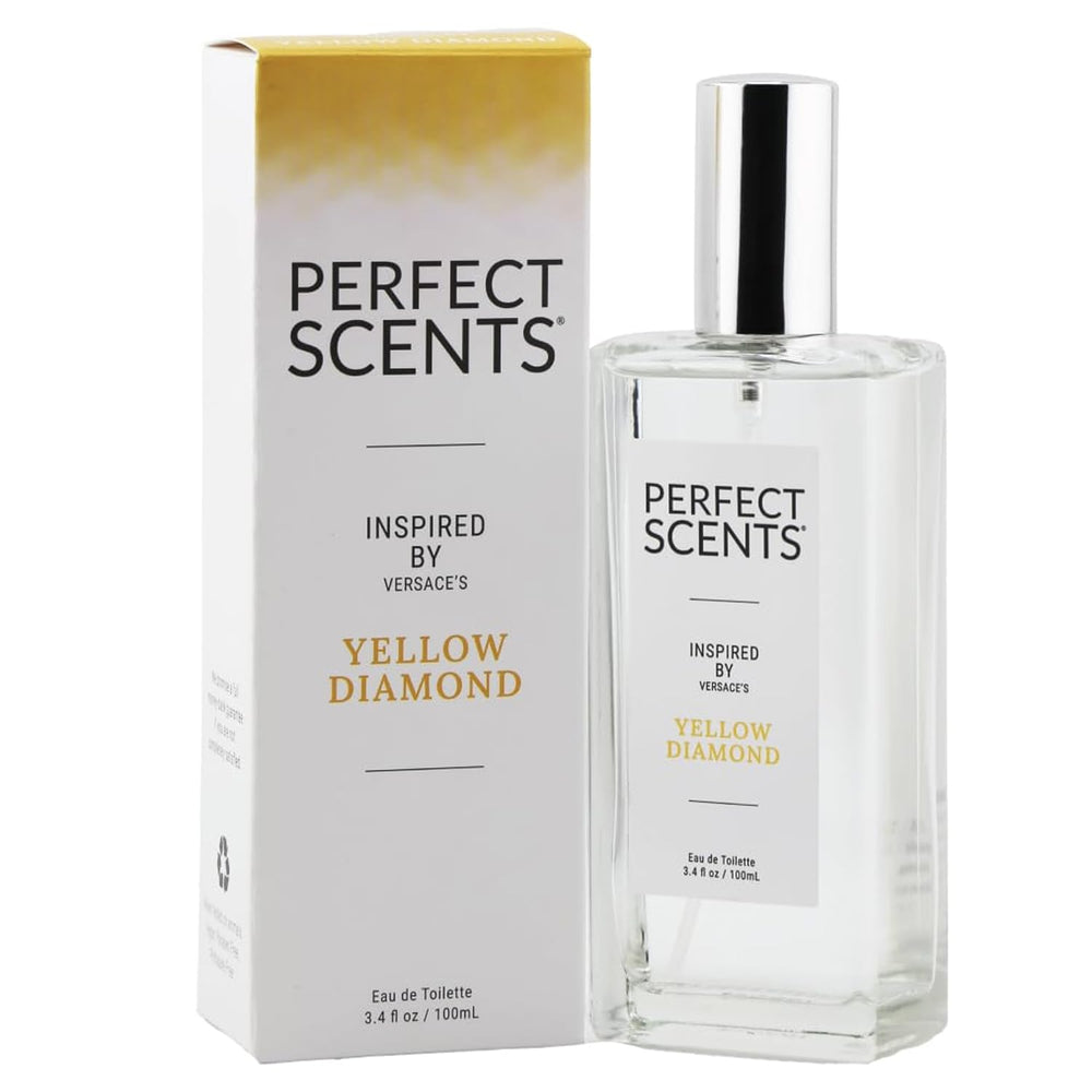 Perfect Scents yellow diamond-inspired bottle close-up for premium feel