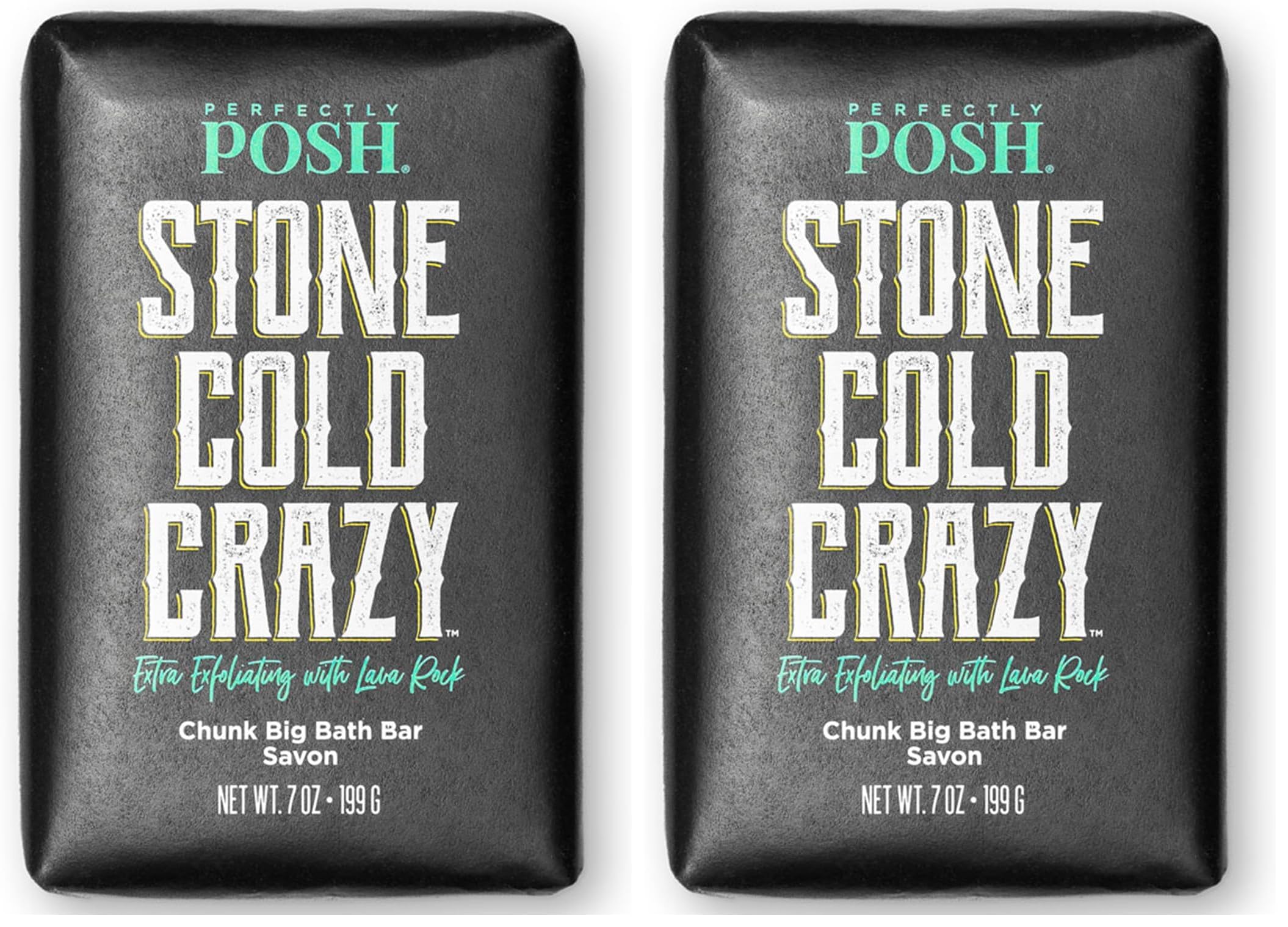 Perfectly Posh Stone Cold Crazy bath bar with energizing scent for a refreshing shower.