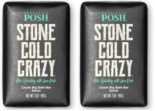 Perfectly Posh Stone Cold Crazy bath bar with energizing scent for a refreshing shower.