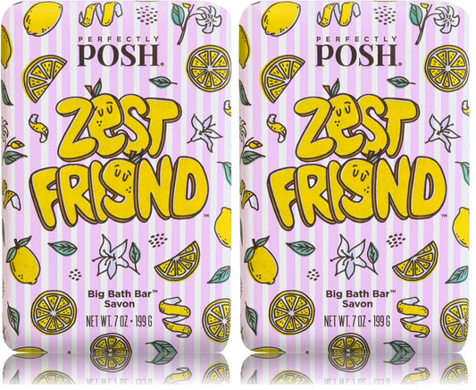 Perfectly Posh Zest Friend Big Bath Bar pack two showcases citrus freshness for invigorating baths.