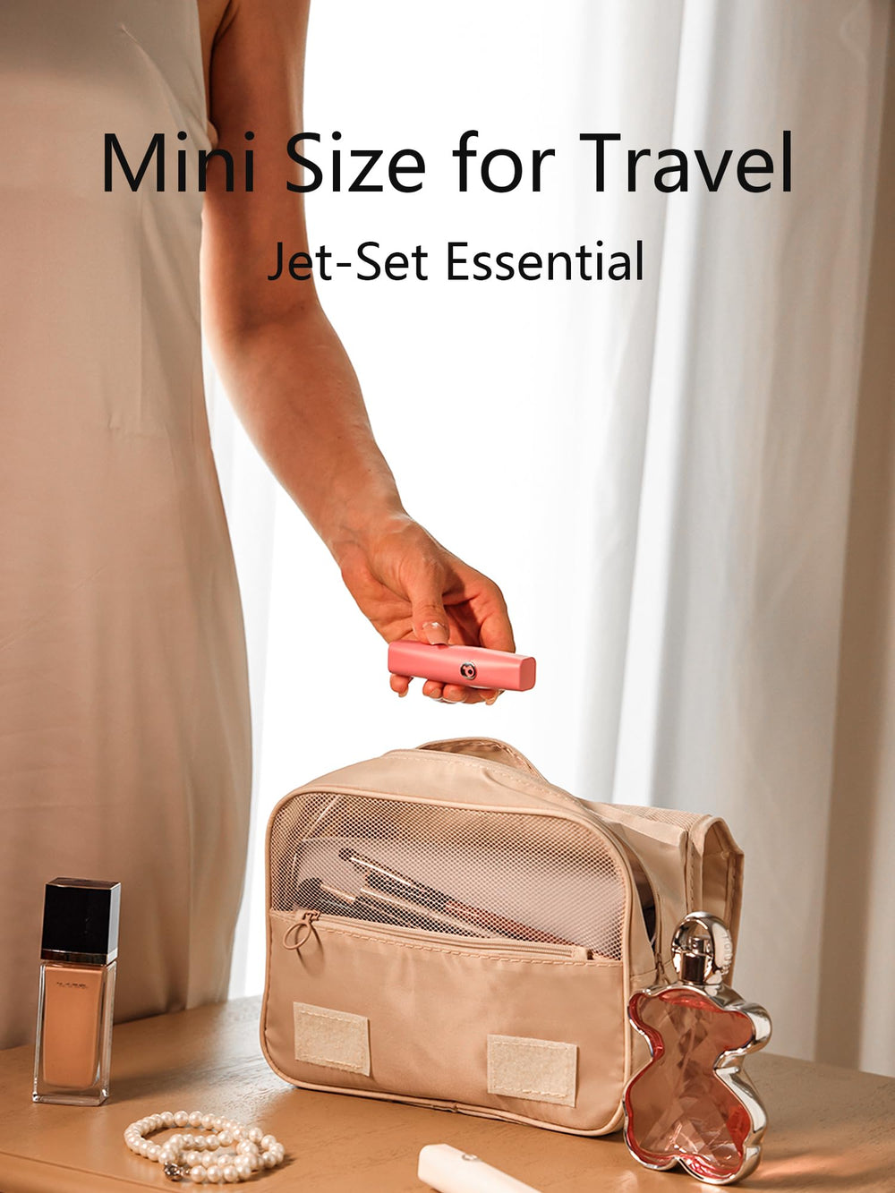 Perfume Pod ATOM01 Pink ideal for travel in pockets, purses, or gym bags.