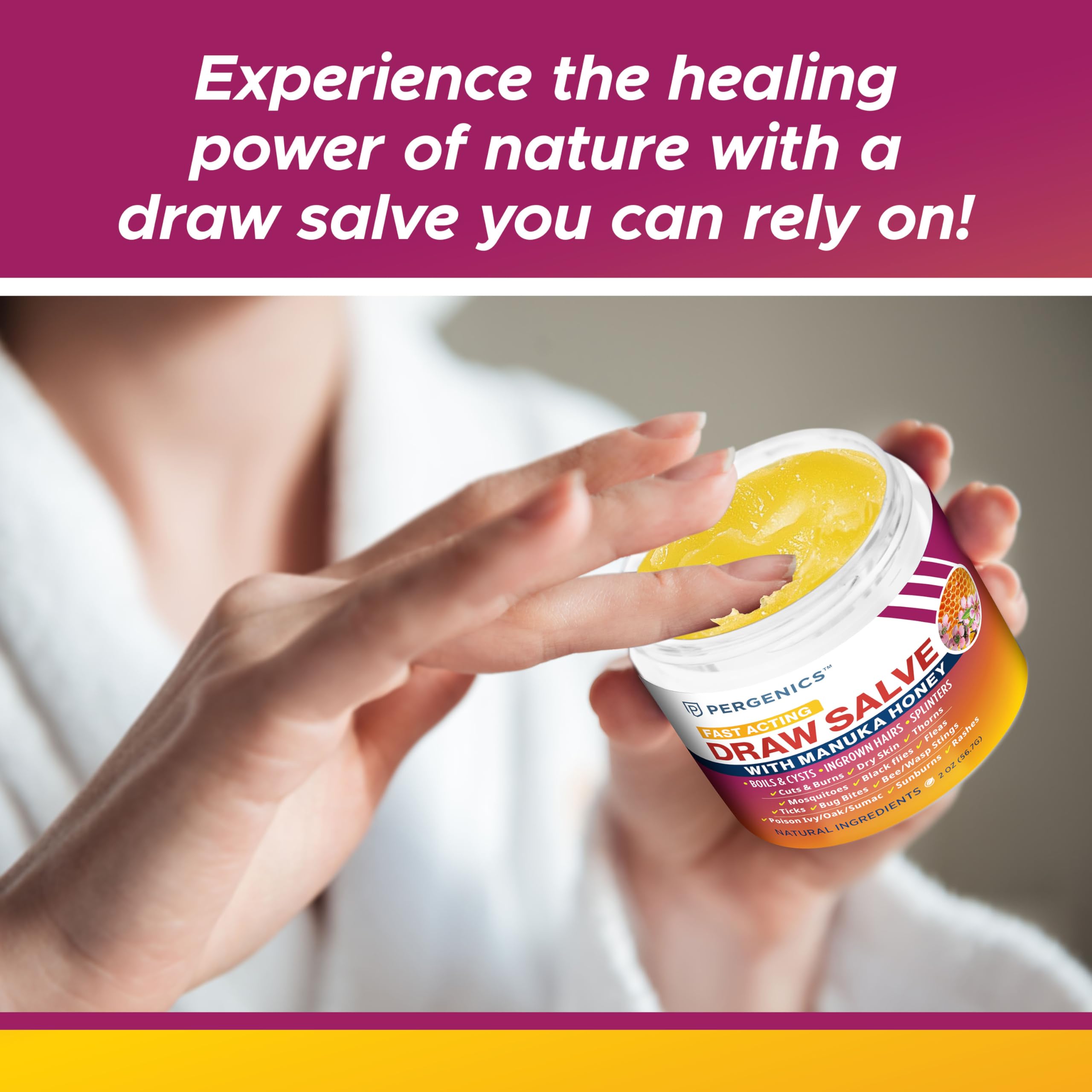 Gentle formula of Pergenics Draw Salve suitable for sensitive skin