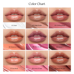 Peripera Ink Glasting lip gloss enhances fullness with shine.