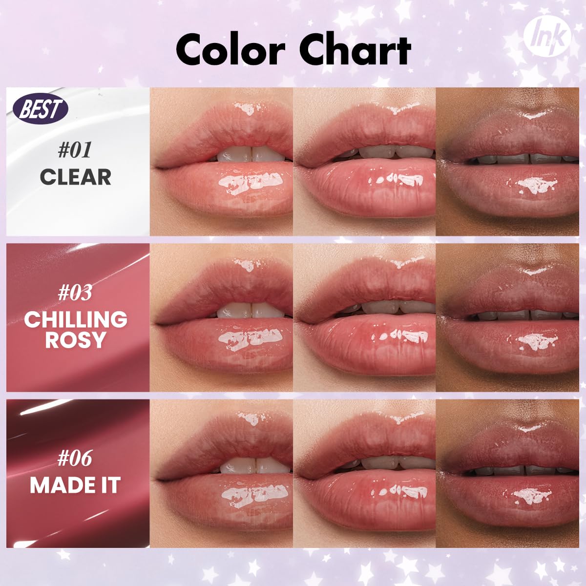 Peripera Ink Glasting mini-set delivers a glassy finish for fuller lips.