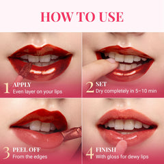 Peripera Ink Peel Off Lip Stain Dear Rose peel-off removal demonstration