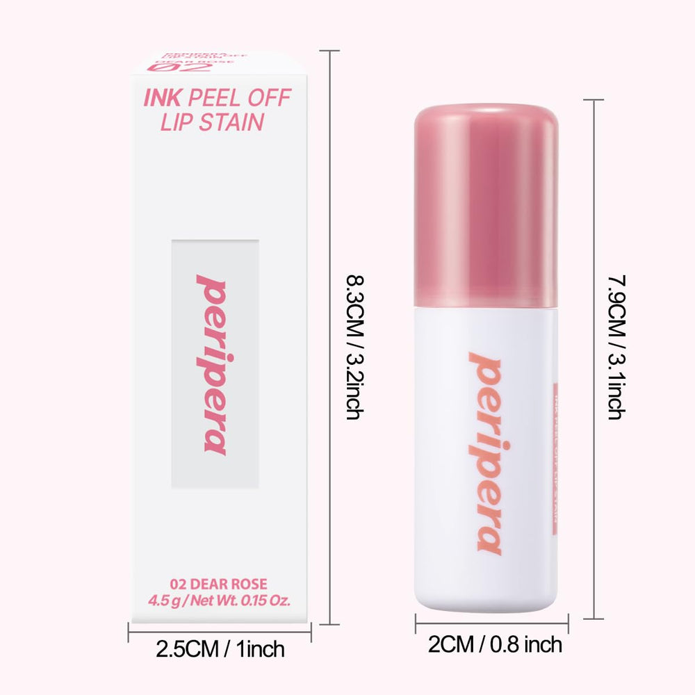 Peripera Ink Peel Off Lip Stain Dear Rose wear test showing transfer-proof color