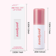 Peripera Ink Peel Off Lip Stain Dear Rose wear test showing transfer-proof color