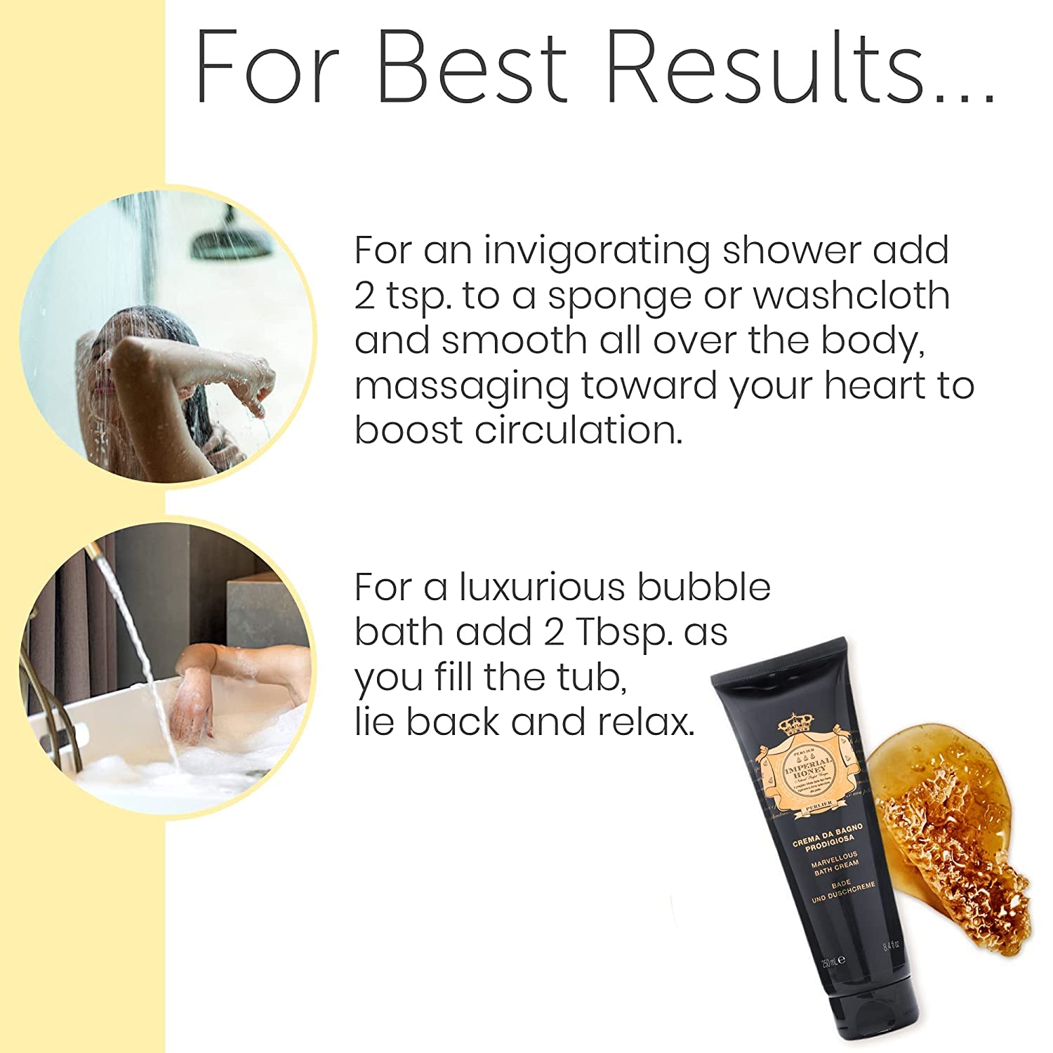 Perlier Imperial Honey finish on skin after use reveals satin-smooth radiance.