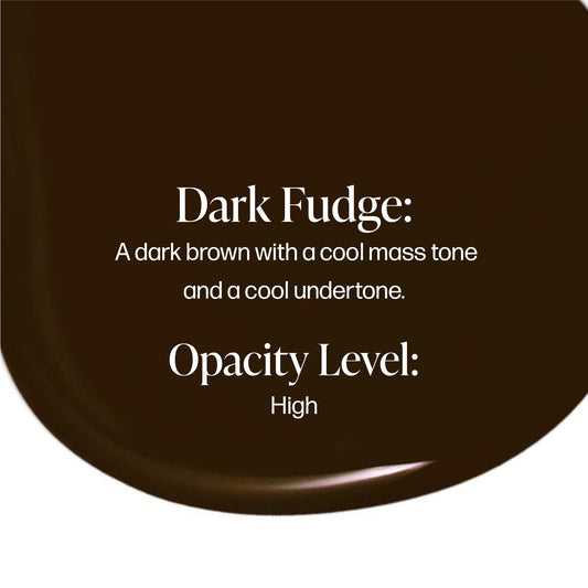 Front label of Dark Fudge showing vegan cosmetic ink.
