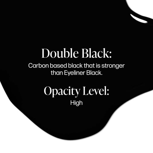 Perma Blend Double Black box packaging in a professional setup, vegan ink.