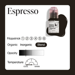 Perma Blend Espresso Brown vegan formulation emphasizes cruelty-free PMU ink.