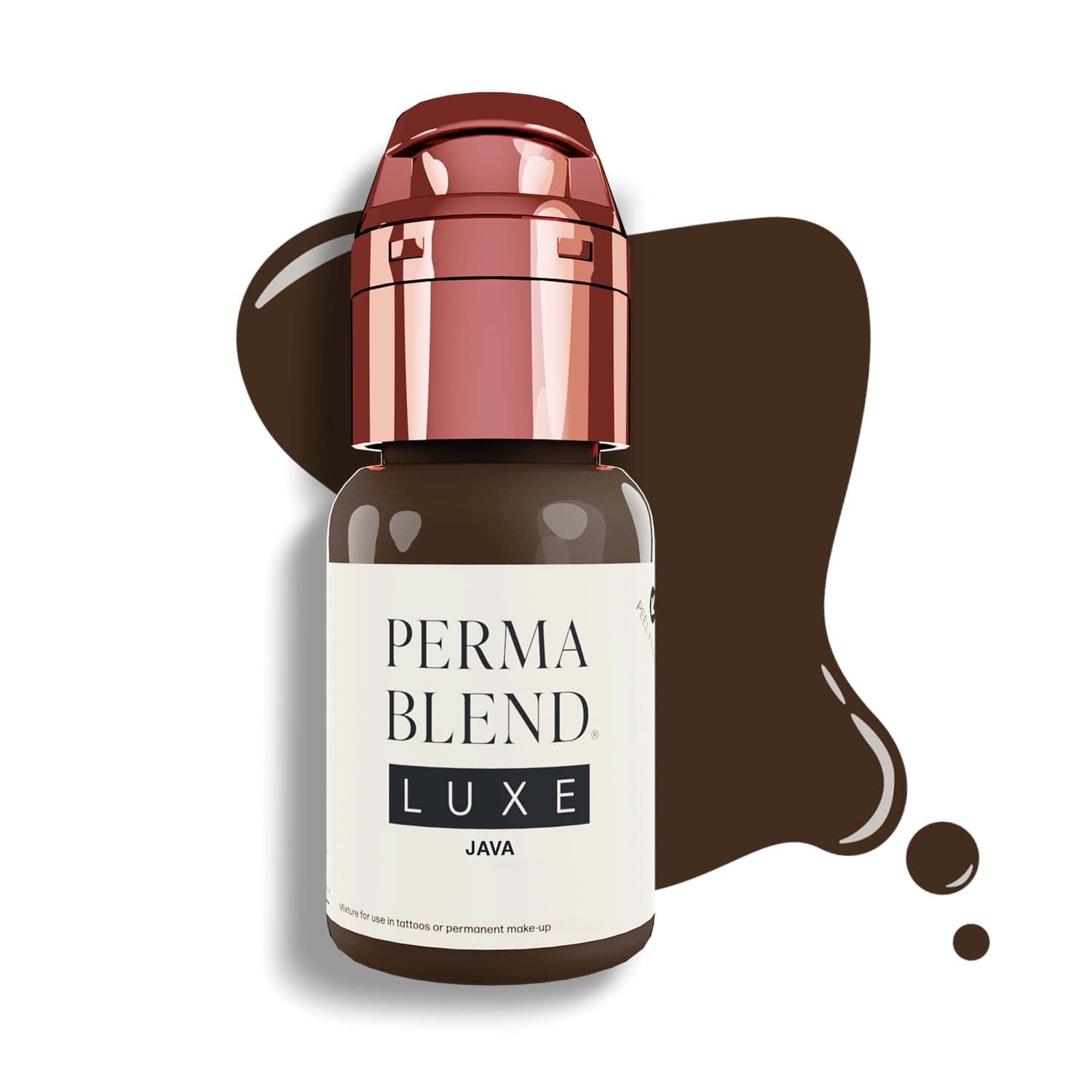 Perma Blend Luxe Java ink bottle for precise microblading pigment ideal for permanent eyeliner.