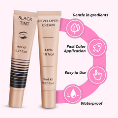 PERMANIA brow tint cream bottle highlighting color for darker, defined brows.