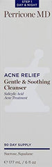 Perricone MD Acne Relief Cleanser bottle-back with usage notes for acne-prone skin care