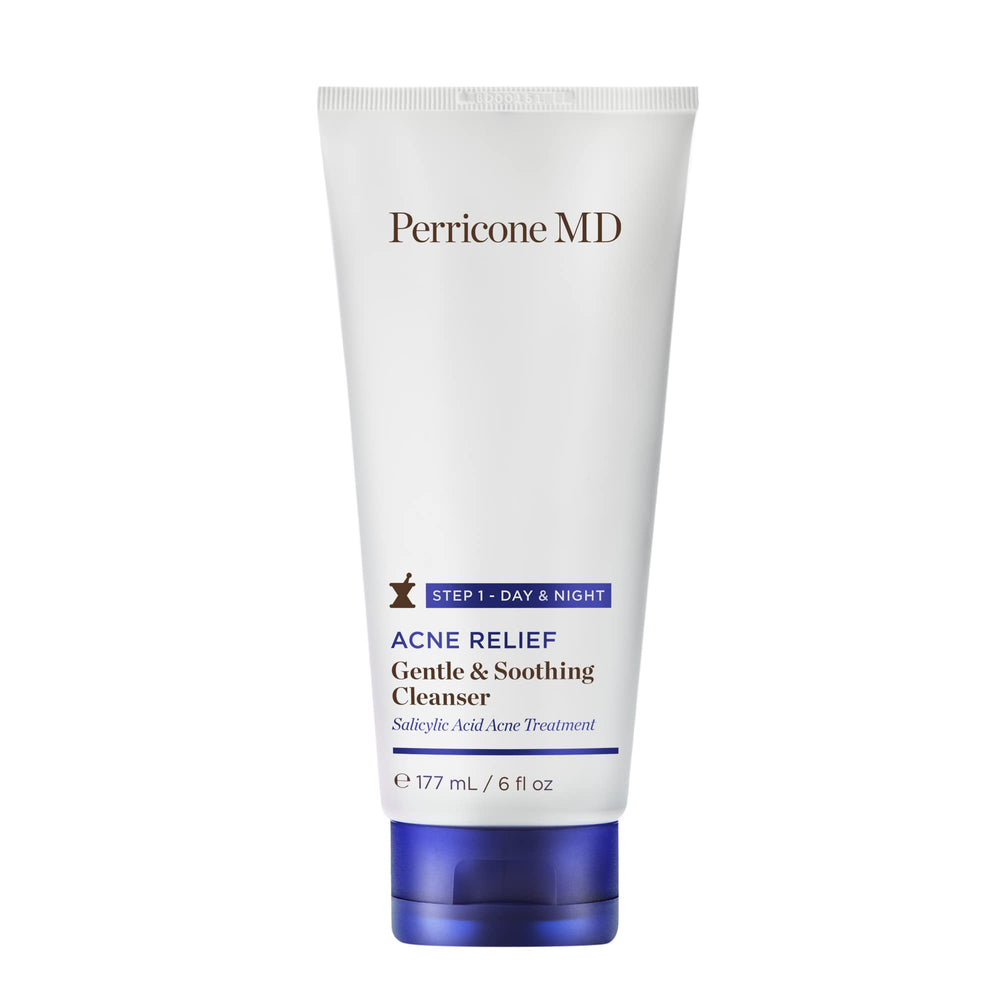 Perricone MD Acne Relief Gentle & Soothing Cleanser bottle-front for gentle daily cleansing on acne-prone skin