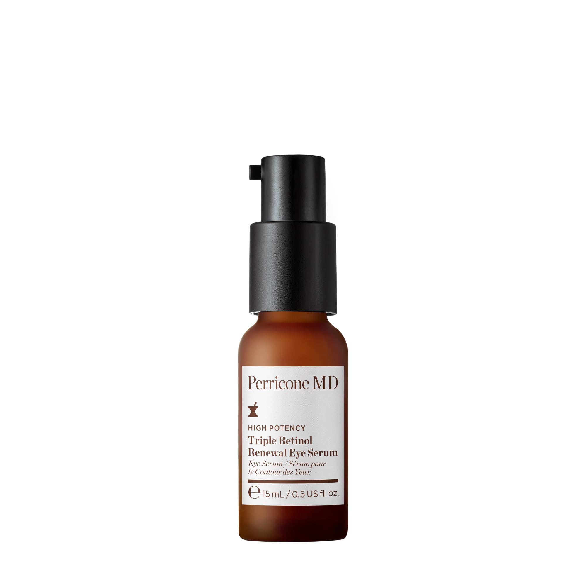 Perricone MD Triple Retinol Eye Serum bottle closeup, signaling premium anti-aging care.