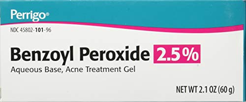 Perrigo benzoyl peroxide acne gel 60g tube cap close-up for precise application