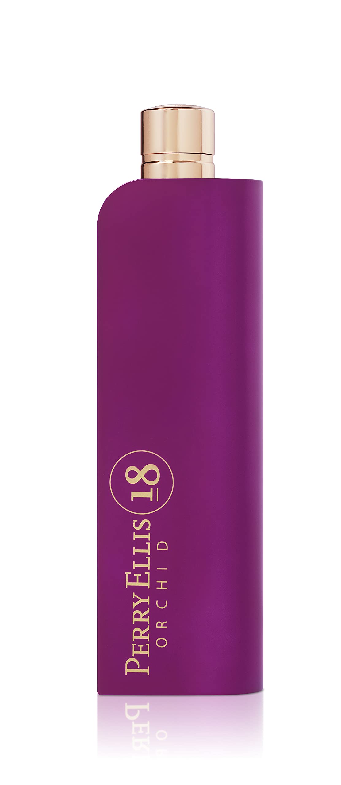 Close-up of Perry Ellis 18 Orchid label highlighting premium presentation