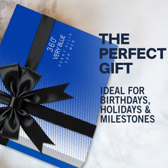 Perry Ellis 360° Very Blue gift set display with complete scent collection.