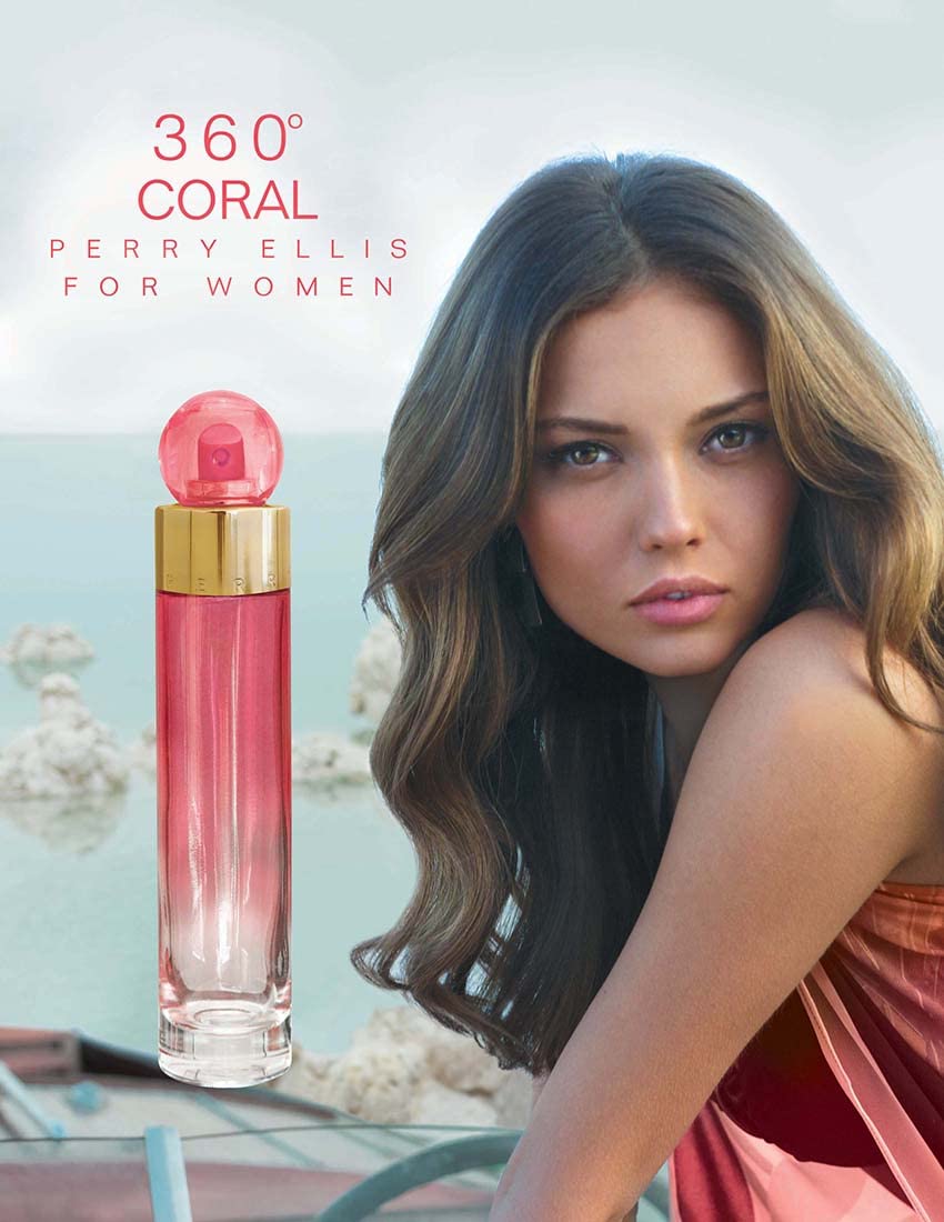 Perry Ellis 360° Women notes collage highlights tangerine to vanilla.