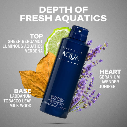 Perry Ellis Aqua Extreme mist spray in action, ideal for work and social occasions.