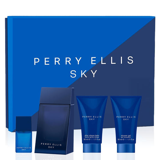 Perry Ellis Sky gift set front view, ideal for gifting and daily fragrance routine.