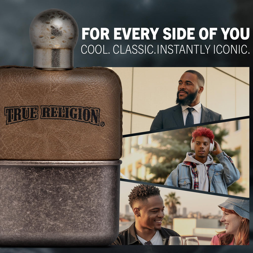 Perry Ellis True Religion Original base notes of cedarwood and oak moss provide warmth.
