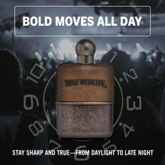Perry Ellis True Religion Original mid notes with lavender and pepper for refined depth.