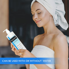Aquanil cleanser used on the body for daily hydration and comfort.