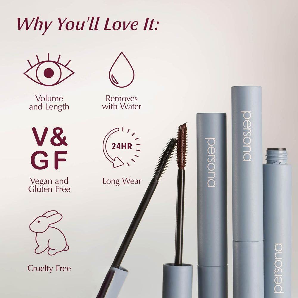 PERSONA Volumizing Tubing Mascara water-removable for effortless daily cleansing