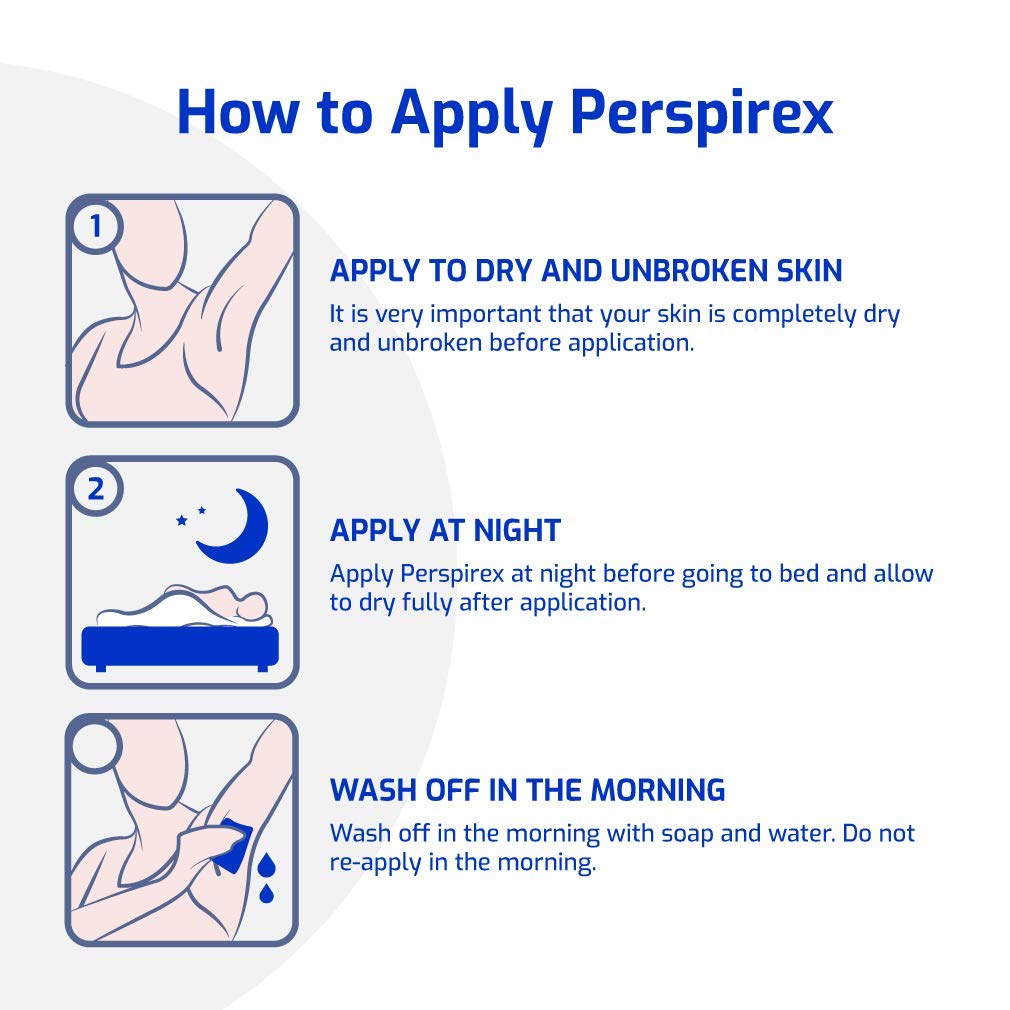 Perspirex clinical-strength logo visible, signaling trusted sweat protection