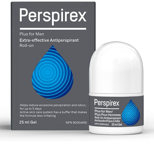 Perspirex Plus men's deodorant bottle close-up showing premium packaging and long-lasting protection