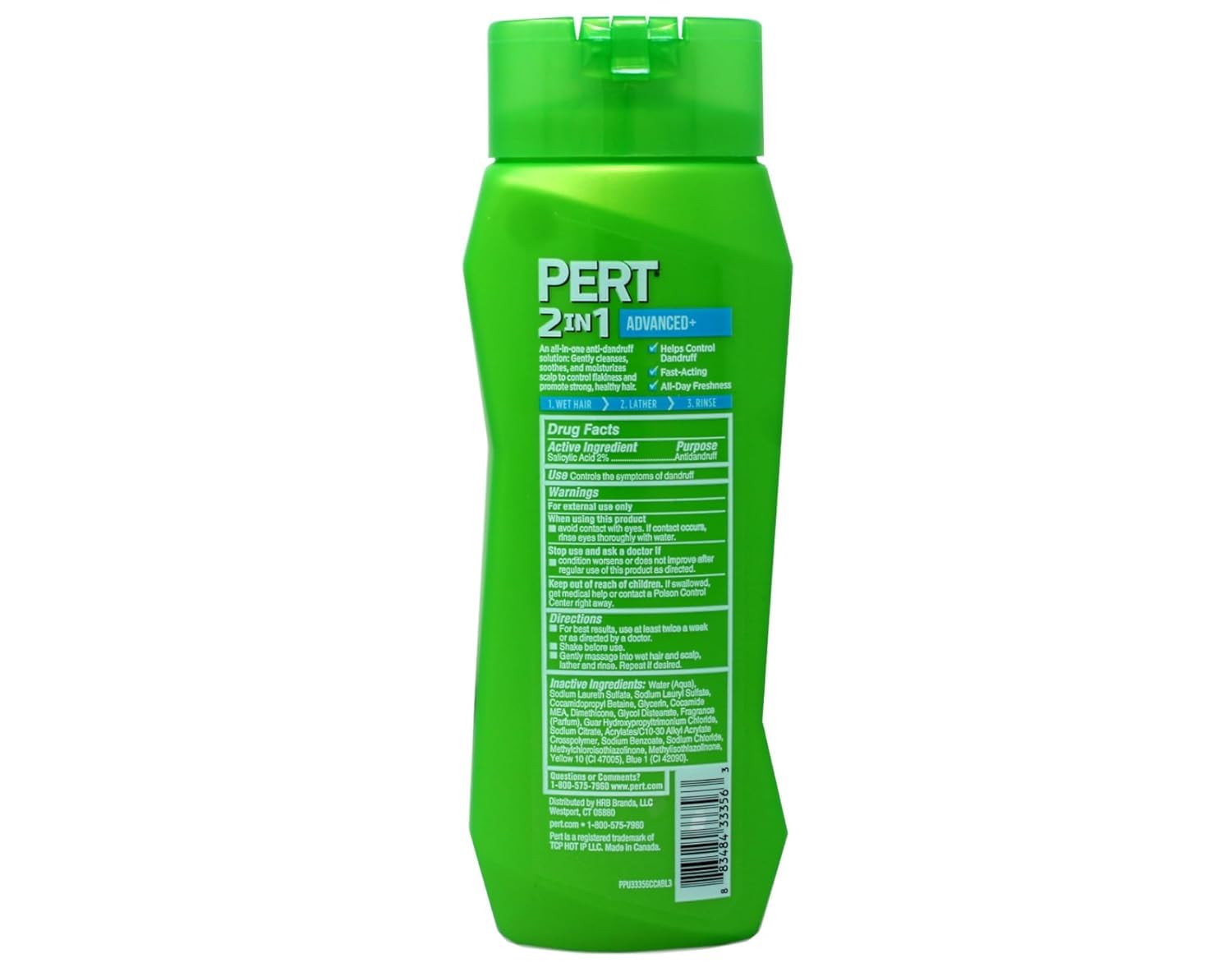 Pert anti-dandruff formula highlighting scalp care in bottle